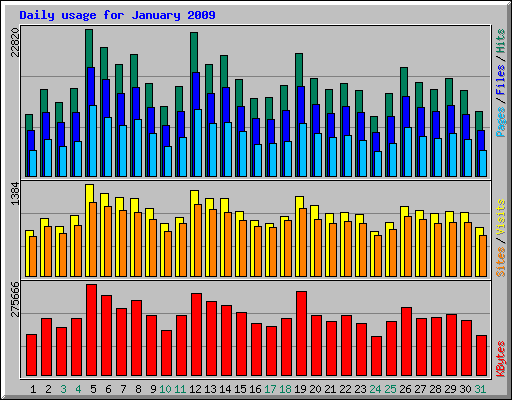 Daily usage for January 2009