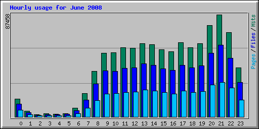 Hourly usage for June 2008