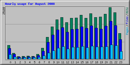 Hourly usage for August 2008