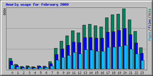 Hourly usage for February 2009